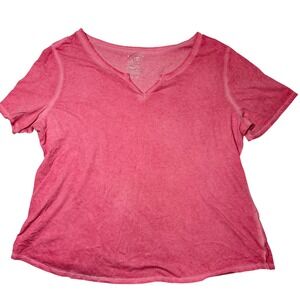 Terra Sky Women's Pink Tie Dye V Neck Short Sleeve Tunic Top Plus Size 2X‎